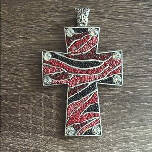 Unbranded Pre owned Elegant Red and Black Cross Pendant